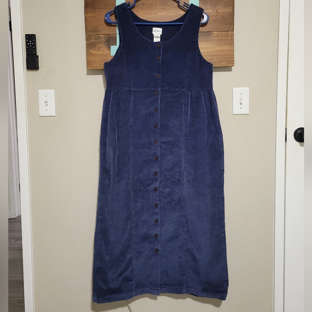 Vintage Jumper Corduroy Button-Front  Deep Blue  Dress Size M